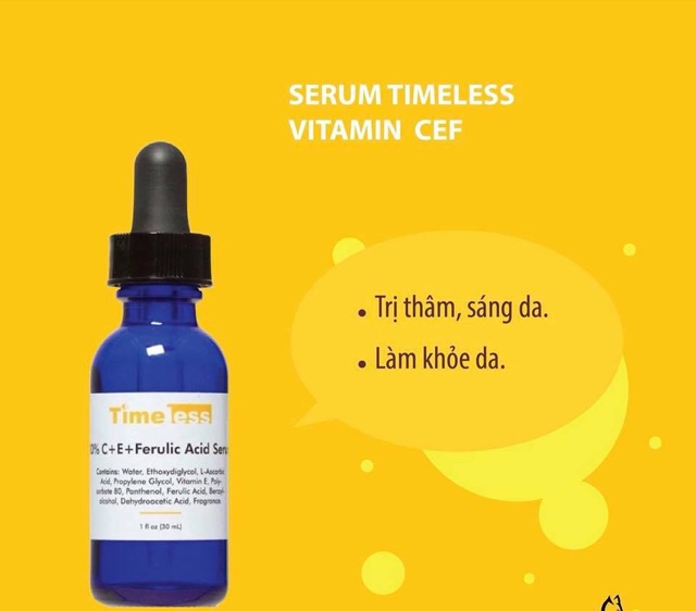 Serum Timeless 20% Vitamin C + E Ferulic Acid làm sáng da 30ml