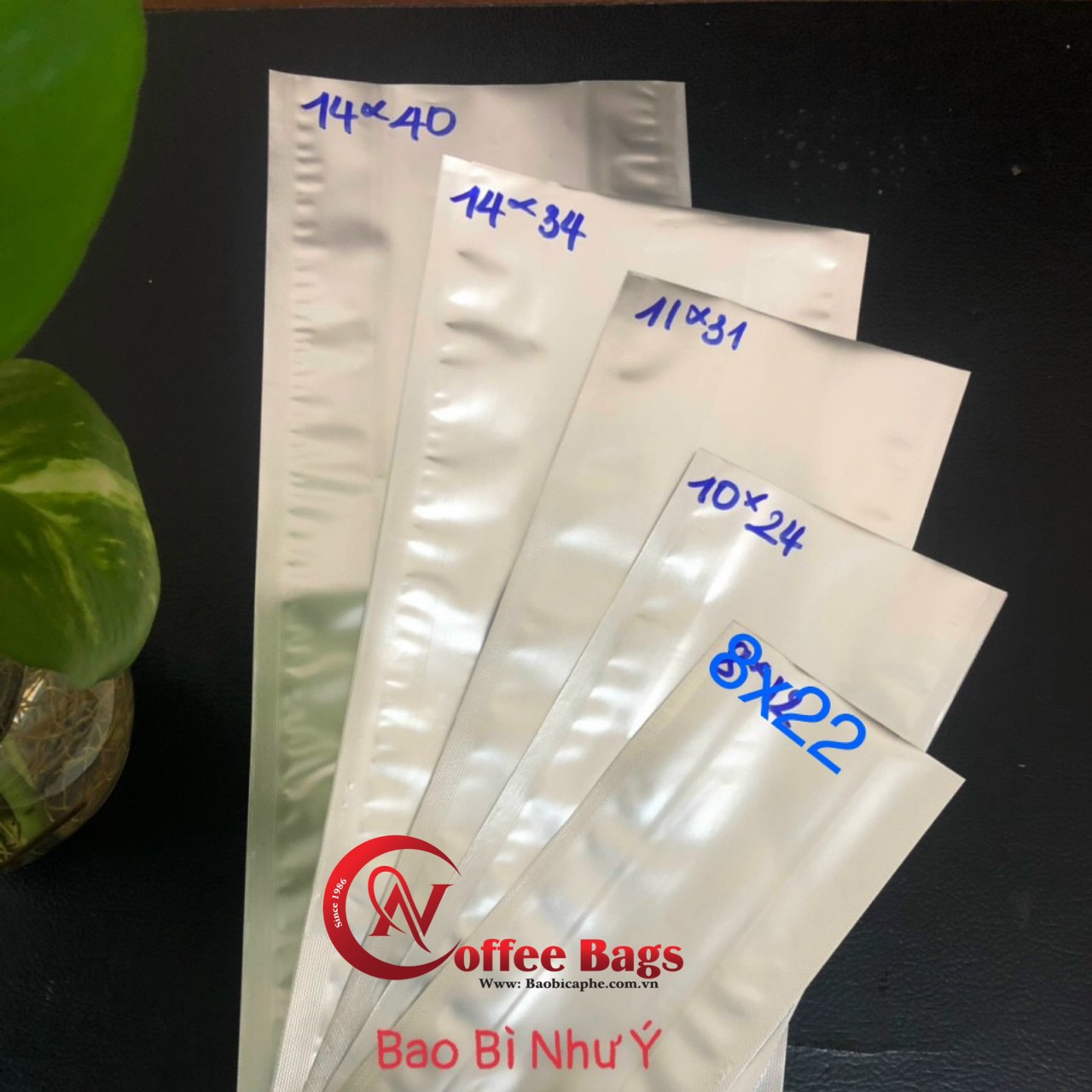 [1kg/size] túi 4 biên bạc đựng bột, trà, cafe