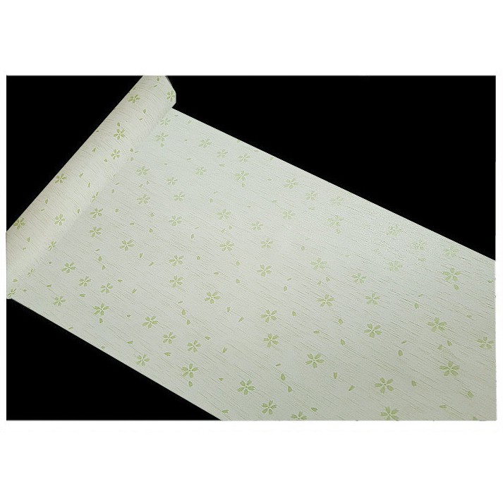 Decal giấy dán tường hoa năm cánh xanh (khổ rộng 0.45m)