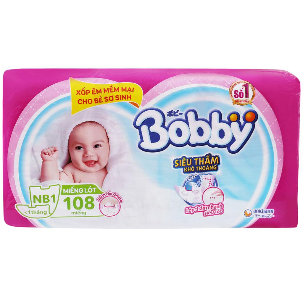 Miếng Lót Sơ Sinh Bobby Newborn 1 - Bịch 108 Miếng (Dành cho trẻ 1 tháng tuổi)