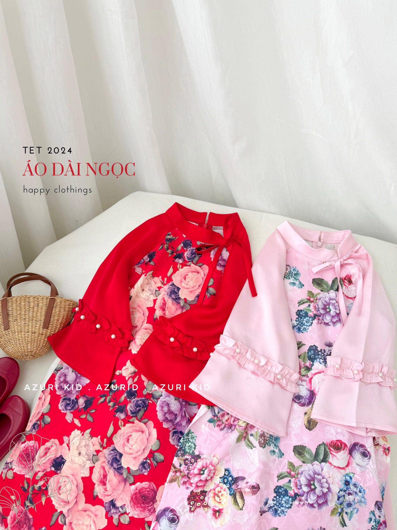 [NEW ARRIVAL] ÁO DÀI GẤM NGỌC HOA BÉ GÁI
