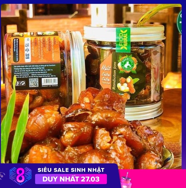 Mứt Chôm Chôm tách hạt thượng hạng Cocofarm 200g