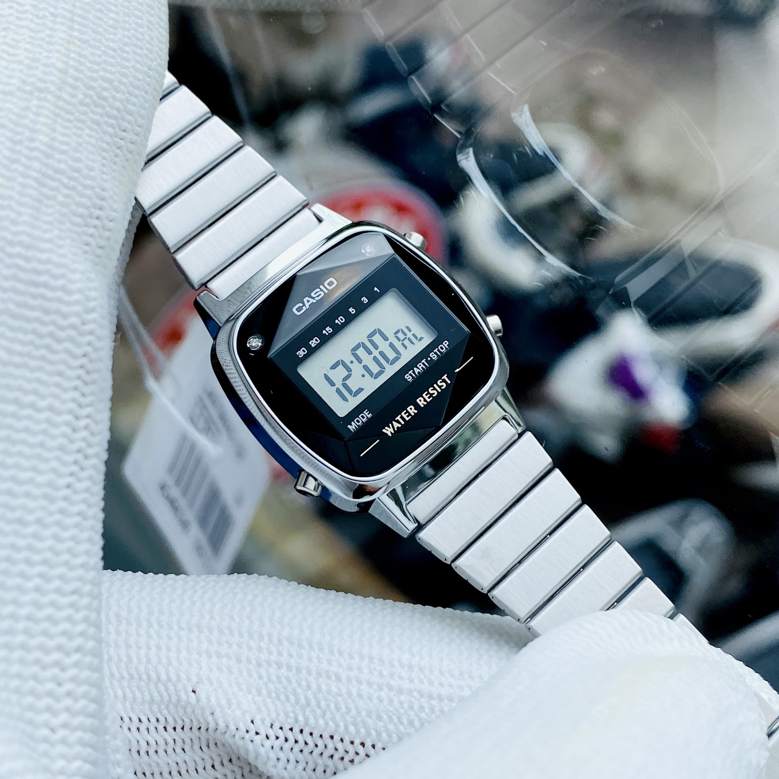 Đồng hồ nam nữ điện tử  Casio A159 - La670 Dây thép mặt đính kim cương Bảo hành 1 năm Hyma watch