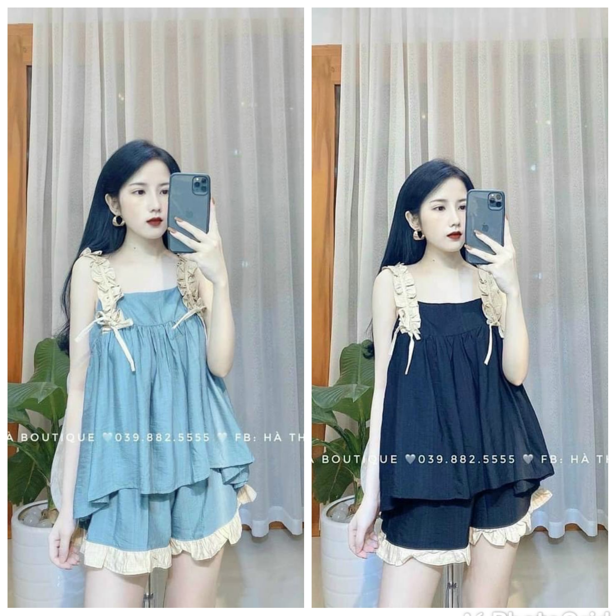 Bộ đồ bầu hè 2 dây chất đẹp mát ( ảnh thật phía sau)