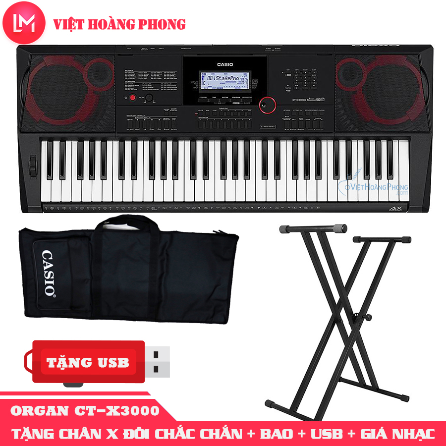 Đàn Organ Casio CT-X3000 kèm + CHÂN X ĐÔI + USB + Giá nhạc +AD + Bao đàn