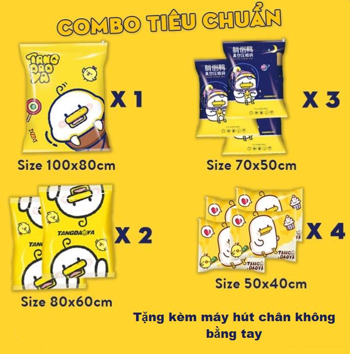 Euro Quality - Túi hút chân không TANGDAOYA (Combo tiêu chuẩn 10 túi + máy hút chân không bằng tay)