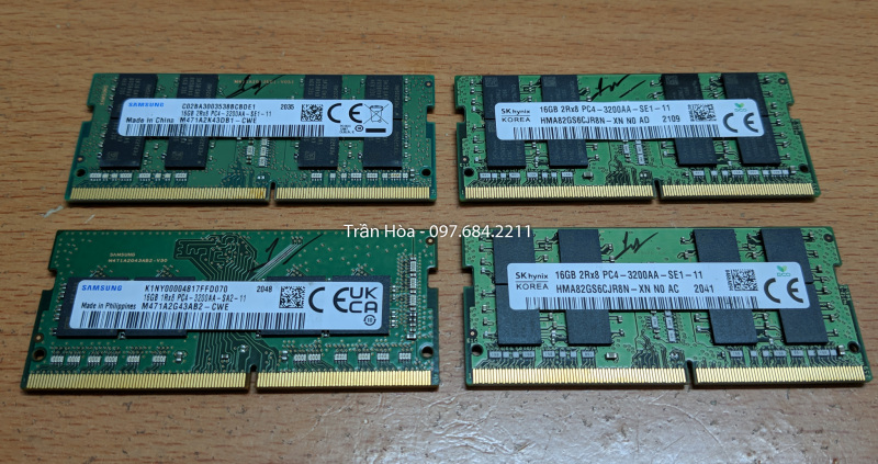 Bảng giá Ram laptop 16GB PC4-3200 (DDR4-3200), Ram 16GB DDR4 Bus 3200MHz SODIMM. Phong Vũ