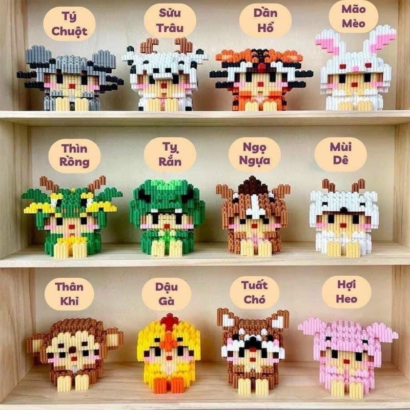 Lego Mô HÌnh Lắp Ráp 3D Mini 12 Con Giáp_BUtmaydep