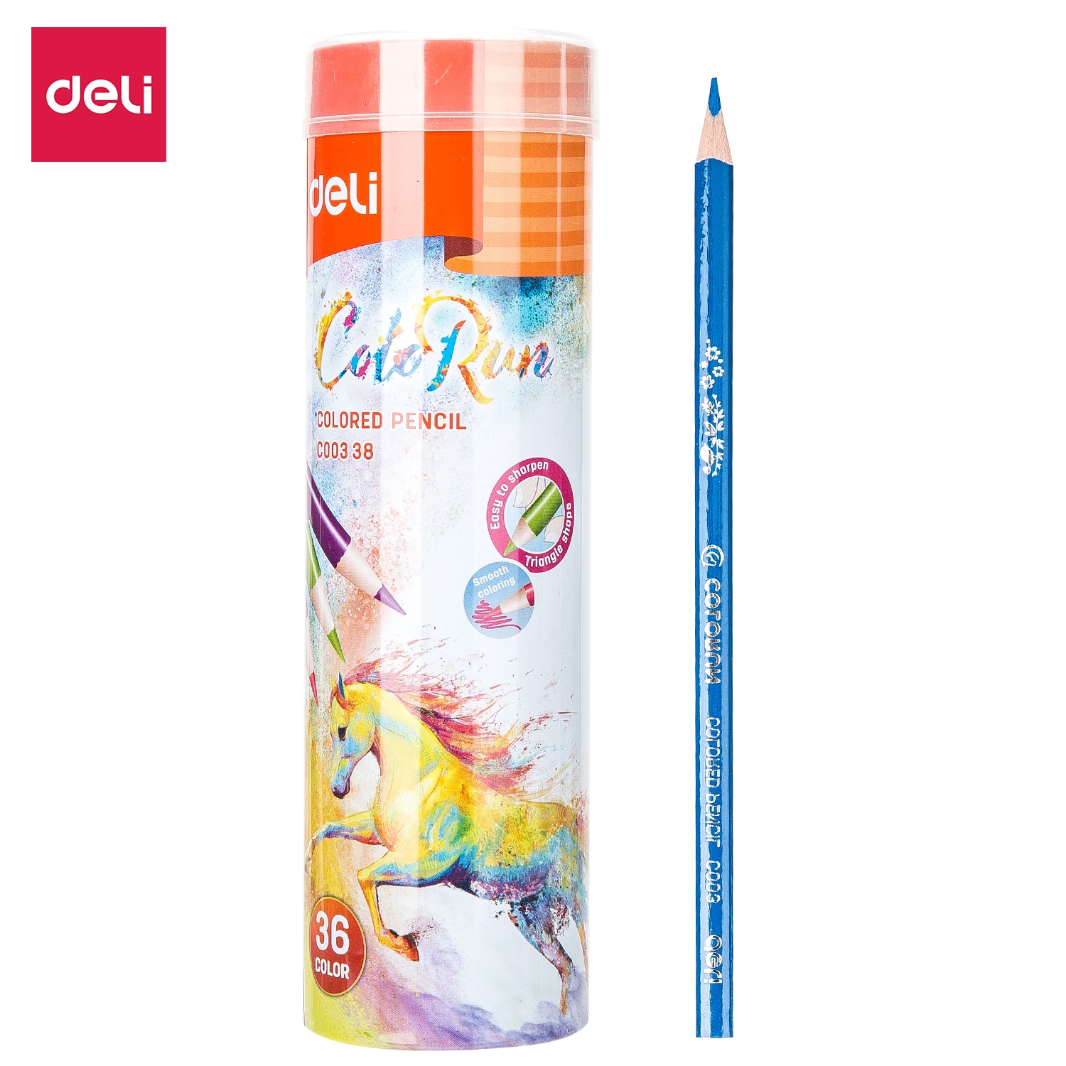 DELI - Hội họa màu vẽ tô màu học sinh - Bút chì màu EC00308/EC00328/EC00338 12/24/36 màu