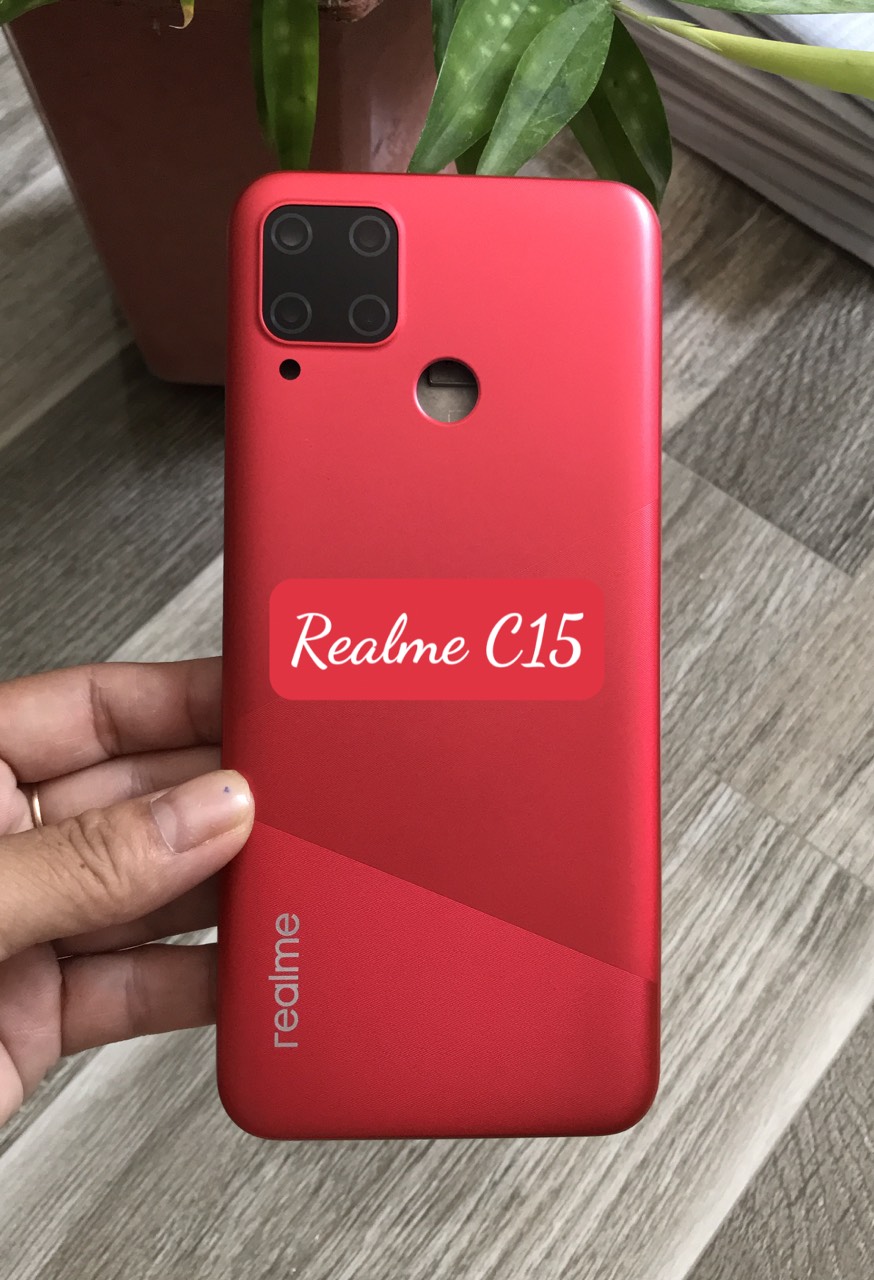 Bộ vỏ Realme C15 -kèm kính camera,nút bấm