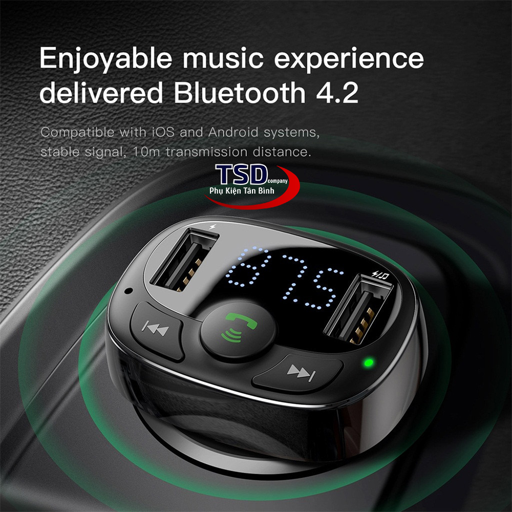 [HCM]Củ Sạc Xe Hơi Đa Năng Baseus S-09A (3.4A Dual USB PortBluetooth MP3 TF Card/FM)