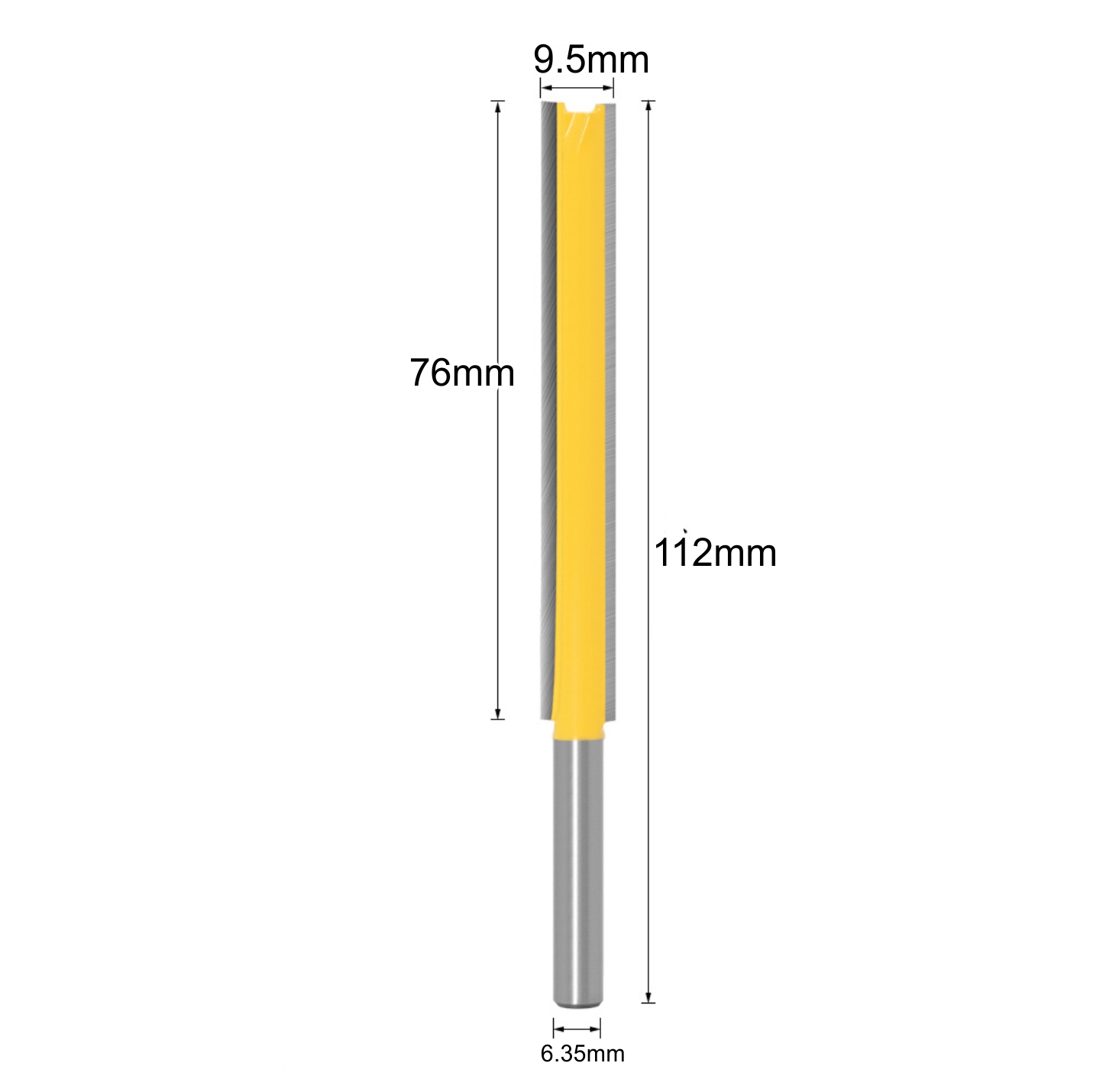 Mũi phay gỗ phay rãnh thẳng, Thân bằng thép cứng và cacbua hạt, cốt 6.35mm