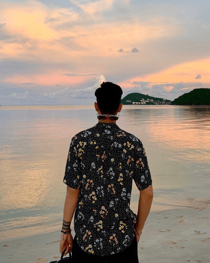 Áo sơ mi hoa chấm bi ngắn tay Amand CB05