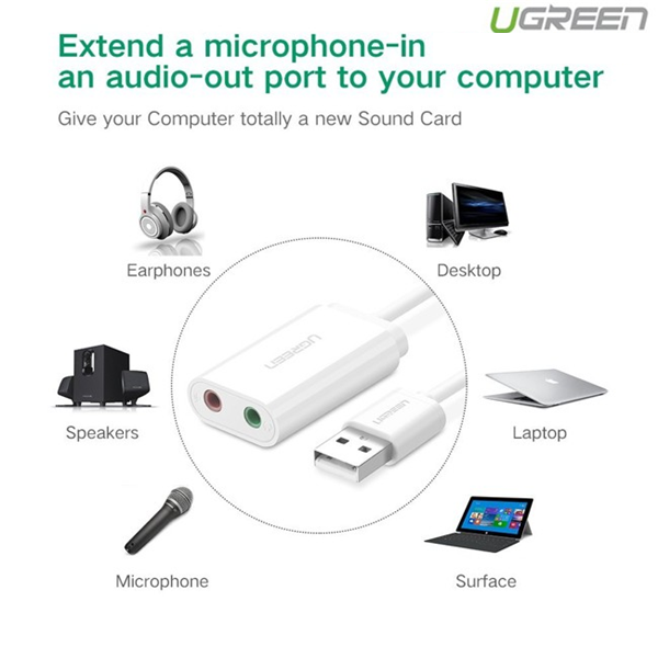 Card sound USB 2.0 to 3.5mm Ugreen 30143