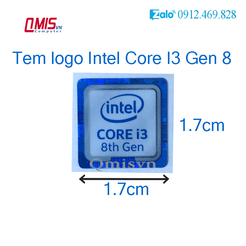 01 cái tem logo intel core i3 i5 i7 thế hệ 8, gen 8 - tem cpu intel dán máy tính pc laptop - sticker
