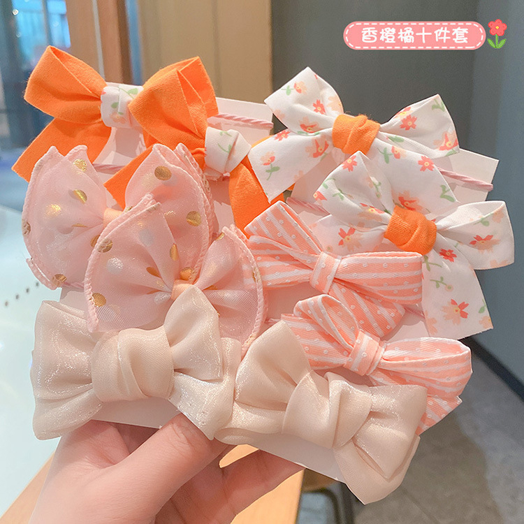 Set 10 dây (5 cặp) cột tóc đính hoa/ nơ cho bé gái siêu xinh MS 59