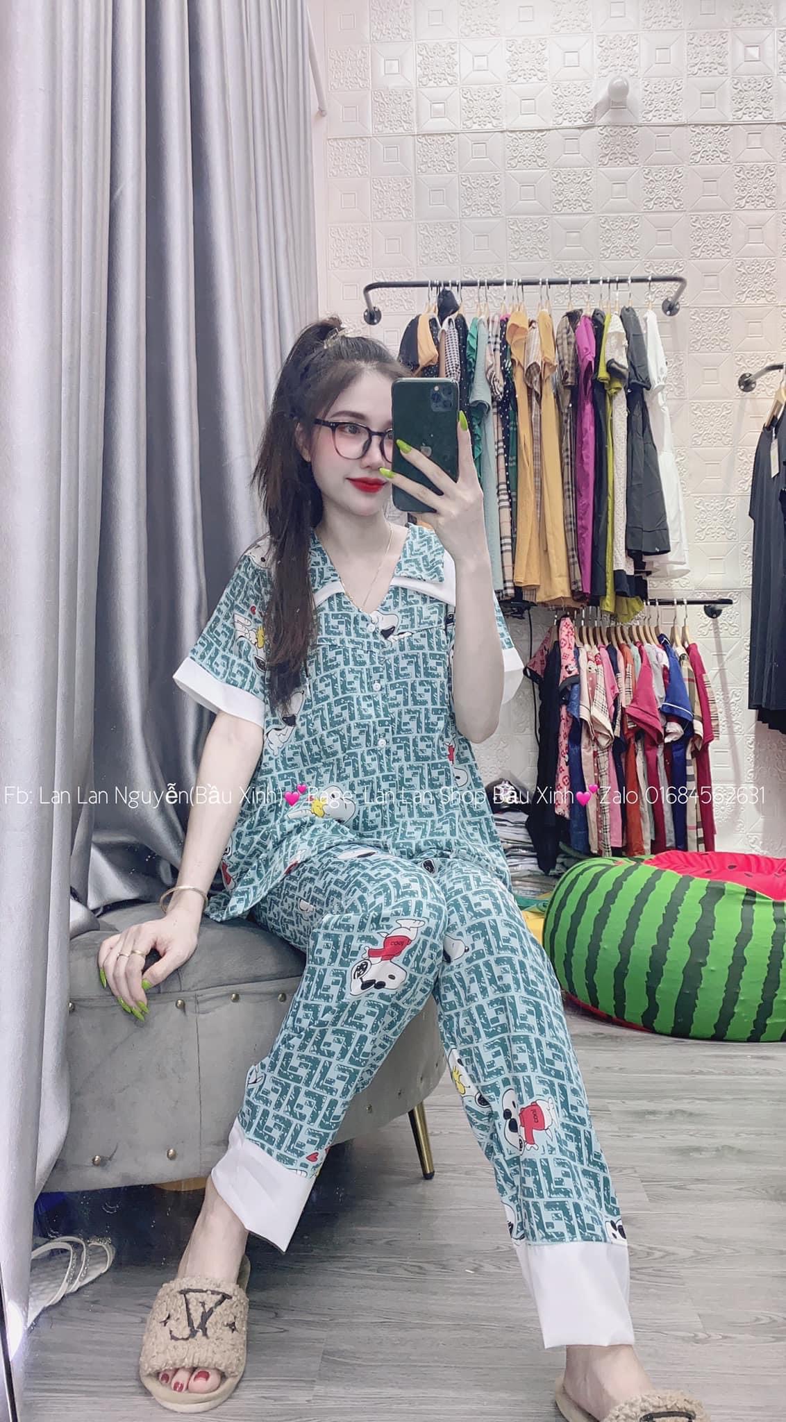 (Xả kho bộ dài lụa hè) Bộ bầu Dài lụa Hàn và cho con bú khoá kéo