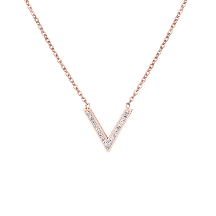 Chain type female letters beautiful V-the standard titanium color ball beauty-commitment 1 Đổi 1 if black and rust