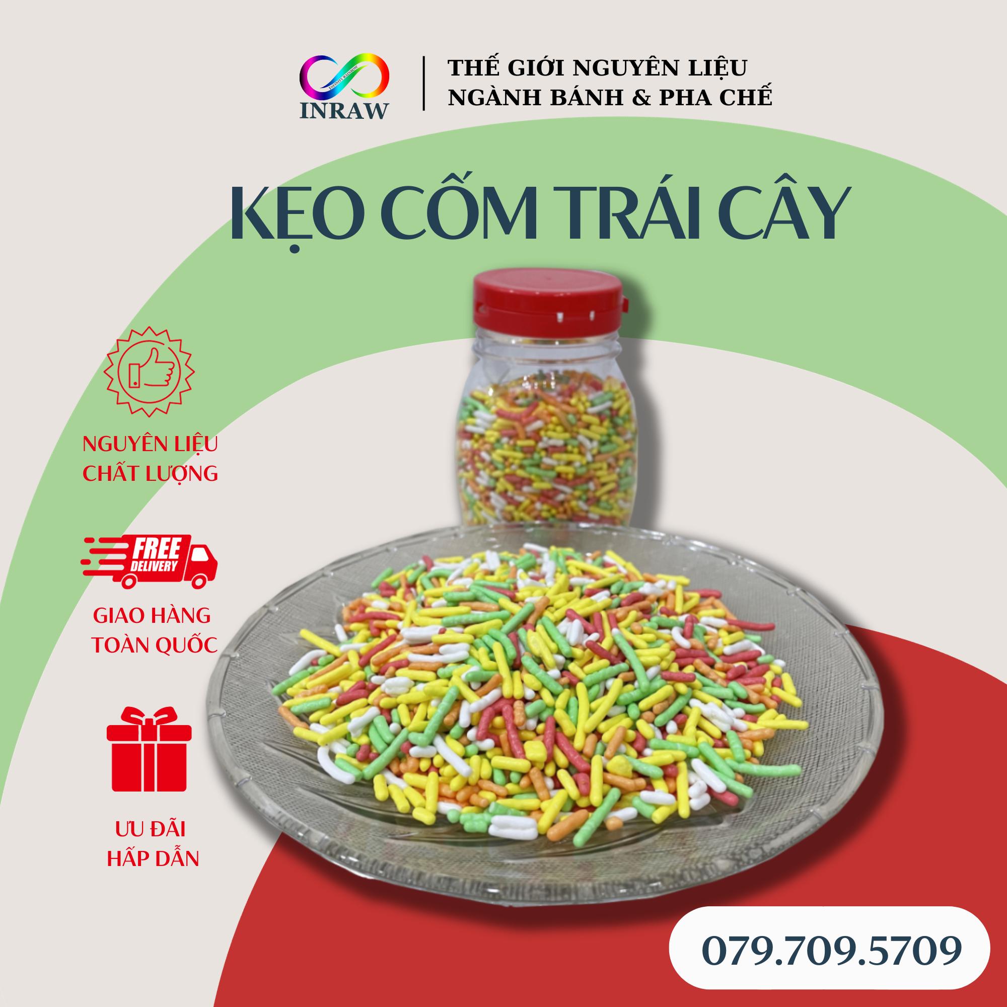 Kẹo Cốm Hương Trái Cây Trang Trí Bánh (Túi 1kg)