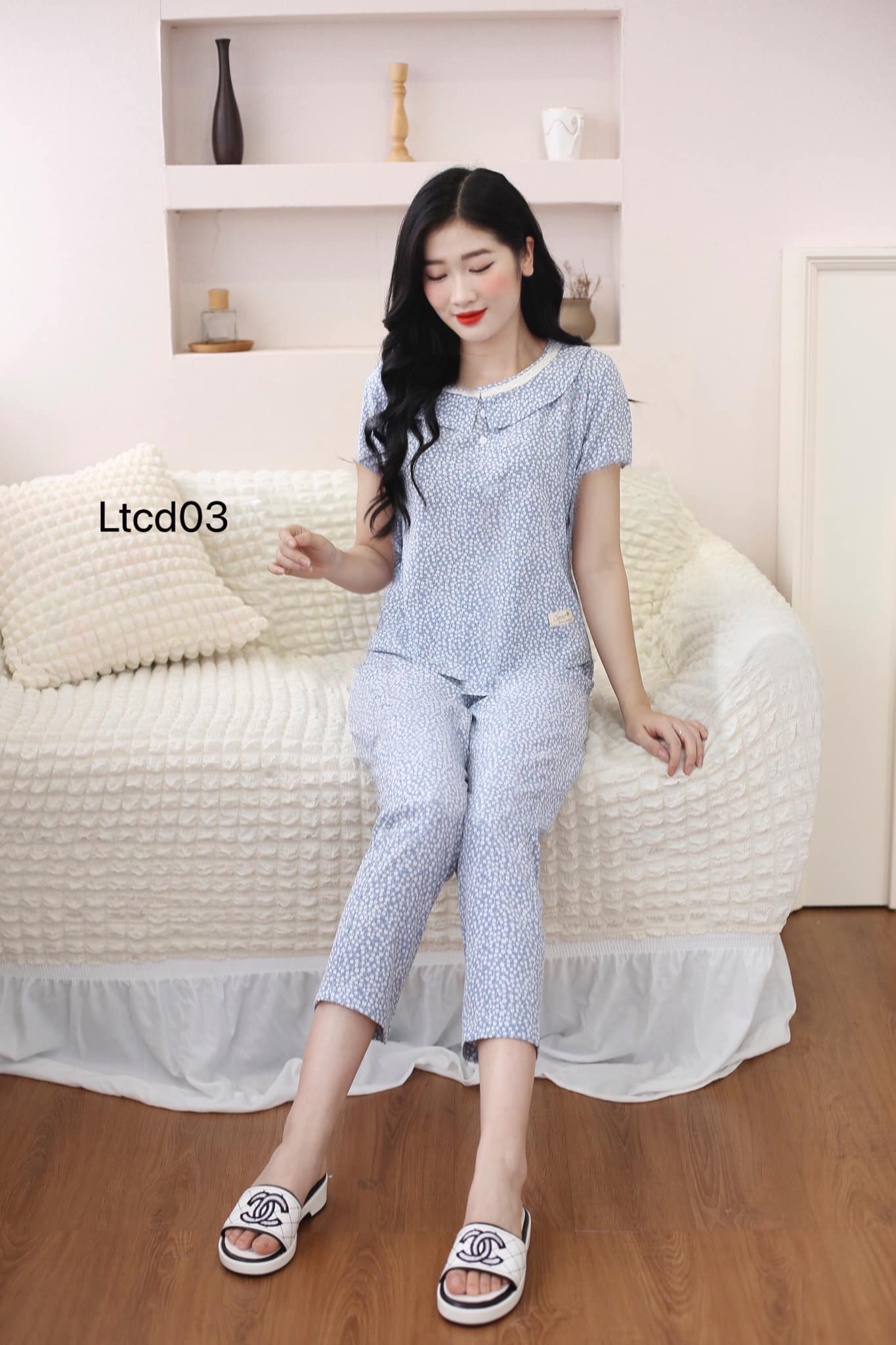 Quần áo nữ mặc nhà bộ dài chất lụa thái mềm mát