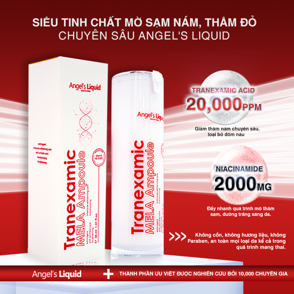 Tinh Chất Xoá Thâm Đỏ Mờ Sạm Nám Angel's Liquid Tranexamic Mela Ampoule 30ml