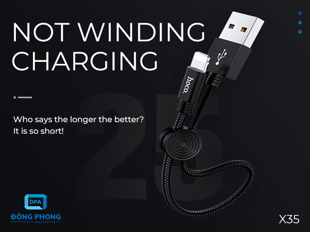 Cáp Ngắn Hoco X35 Sạc Nhanh iPhone, iPad Chính Hãng