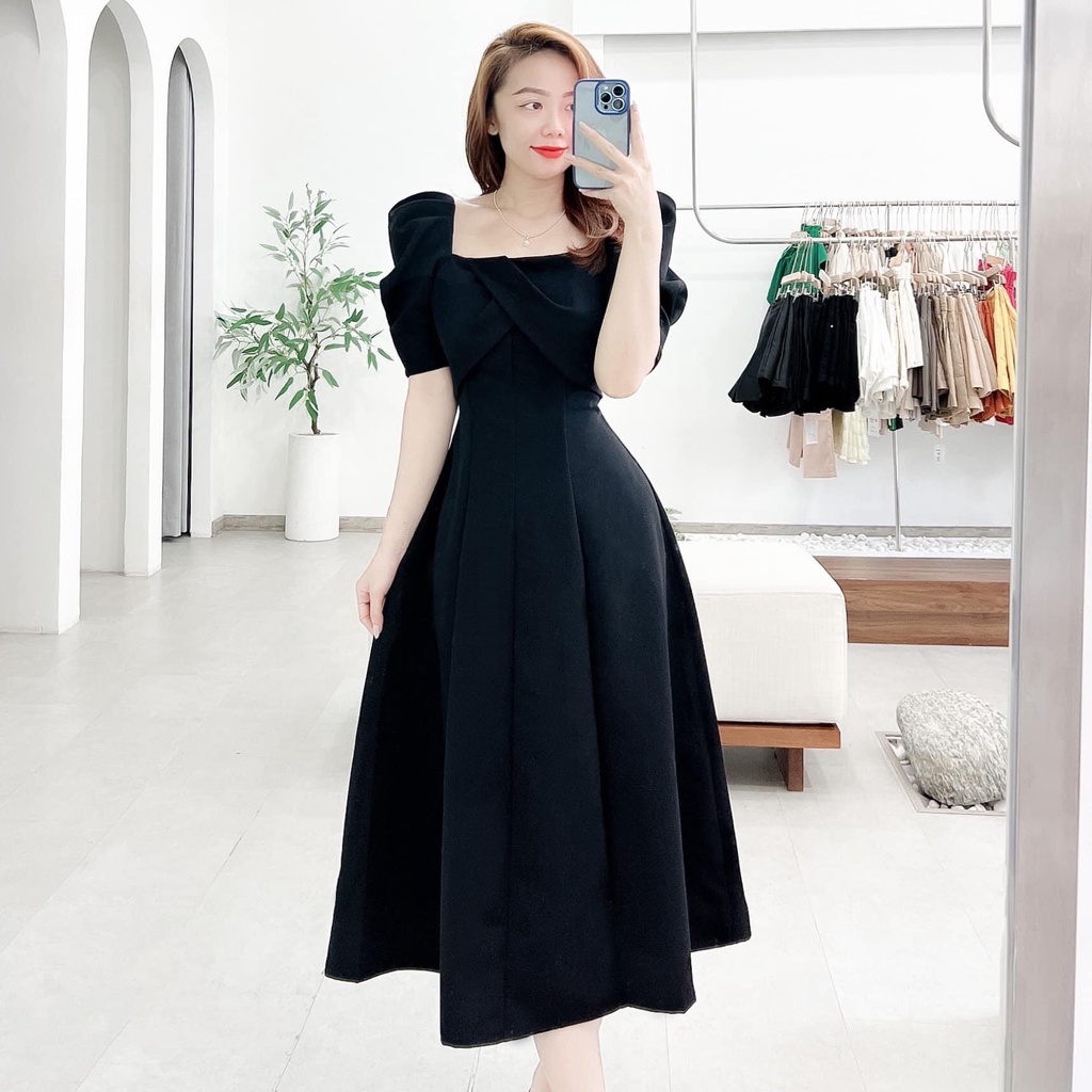 [HÌNH THẬT] ĐẦM ĐẮP CHÉO NƠ NGỰC TAY PHỒNG BIGSIZE 50.90KG