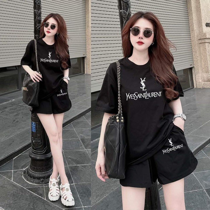 BỘ SHORT COTTON YSL LOGO THÊU CAO CẤP