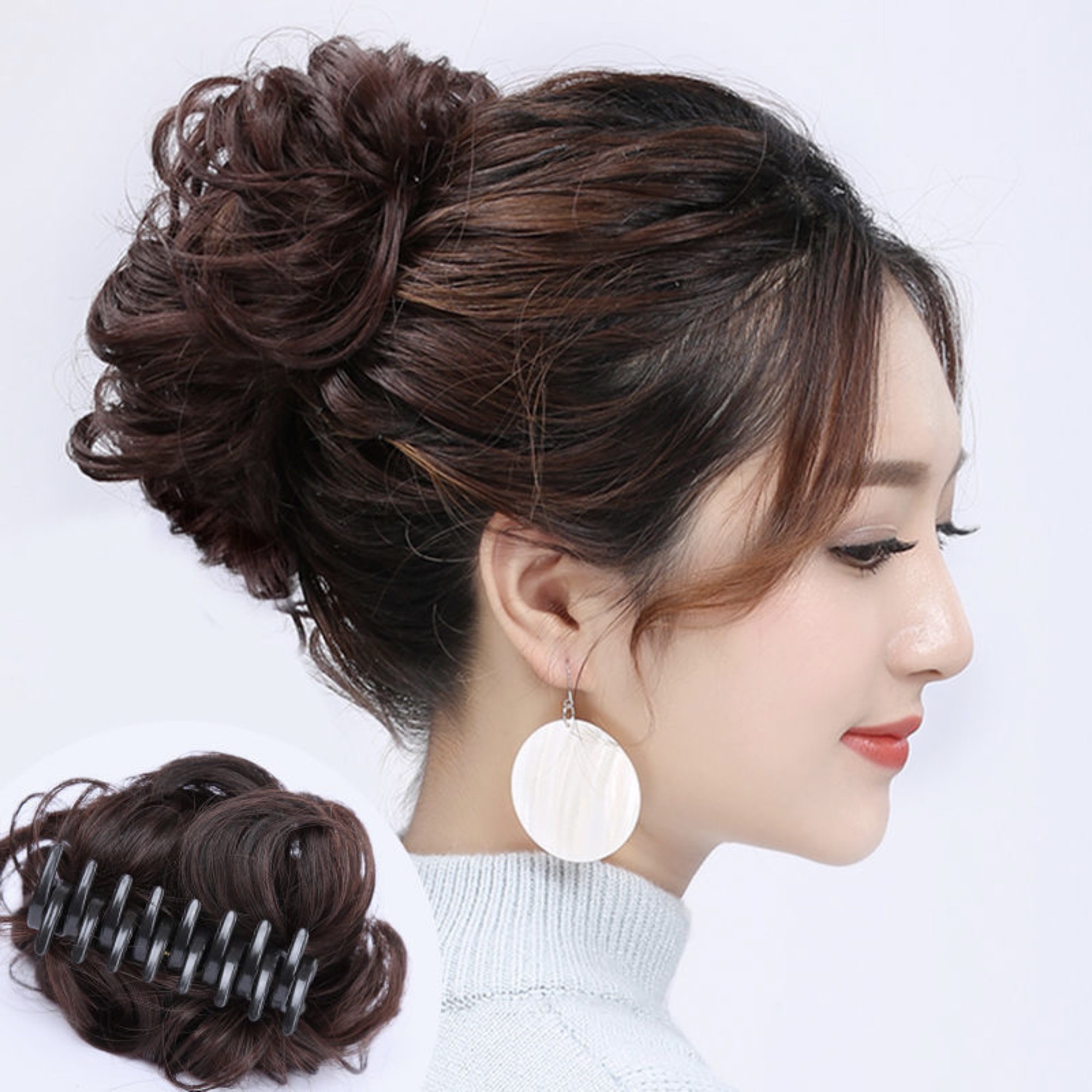 Tóc giả búi tròn cao cấp - TÓC BÚI