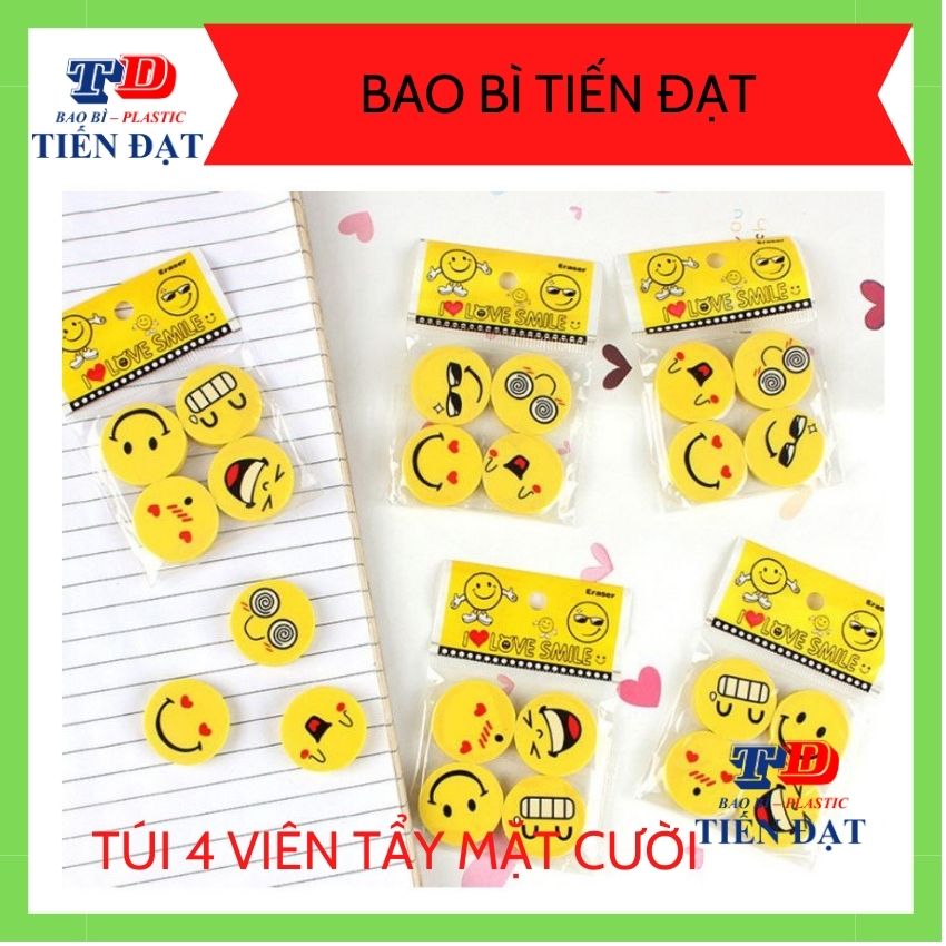 Túi Gồm 4 Viên Tẩy Mặt Cười (Tẩy Hình Mặt Cười); BAOBITIENDAT