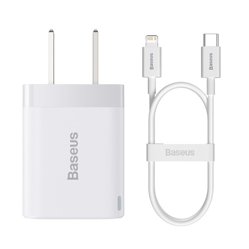 Bộ cốc cáp sạc nhanh baseus super si pro typec to lightning chân gập, nhỏ gọn, pd20w - phụ kiên 1986