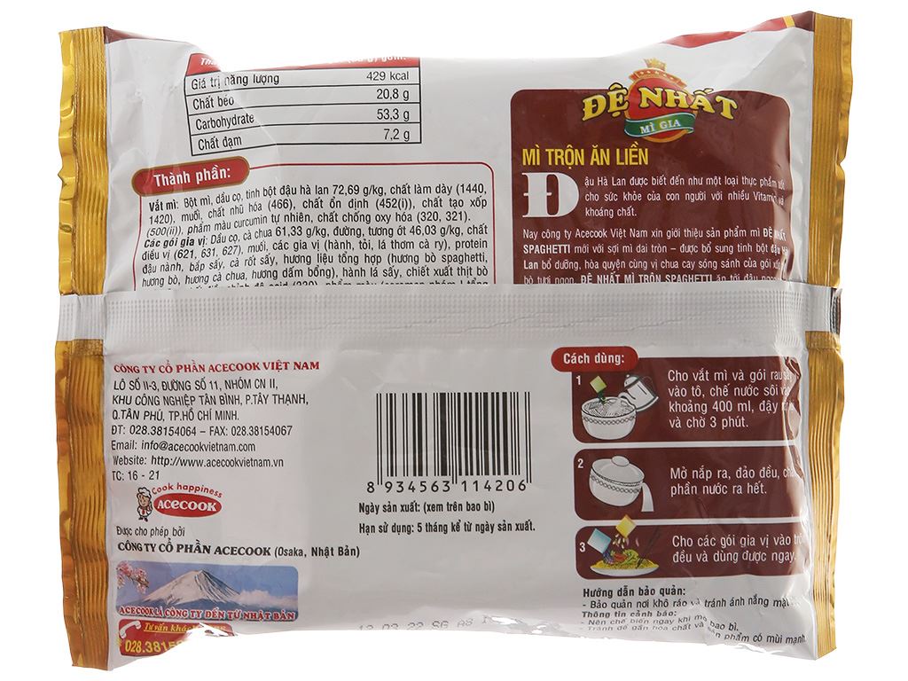 Mì trộn spaghetti Đệ Nhất 98g - Tạp hóa Bát Muội