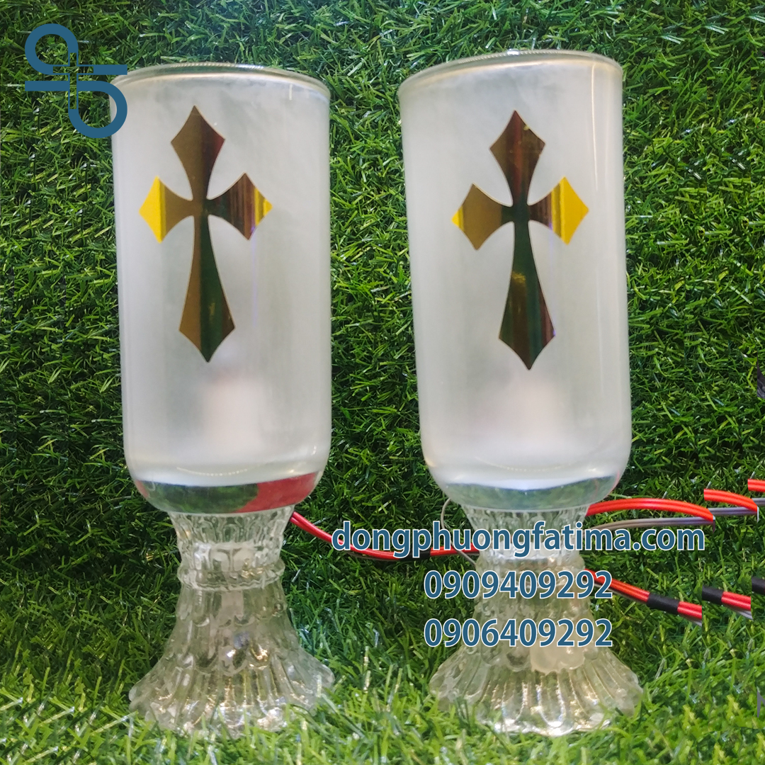 Đèn Bàn Thờ -2 CÂY LY ĐÈN ĐIỆN K8 (18CM) (Điện 220V)