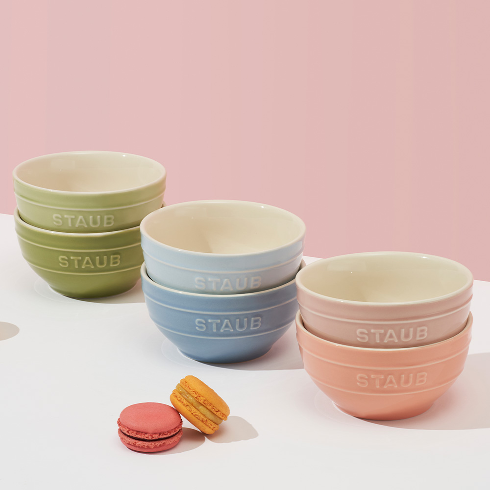 Bộ chén bát, đĩa, cốc, hũ gia vị gốm sứ STAUB Ceramic (Macaron/Rainbow) - bộ 6 món theo từng loại
