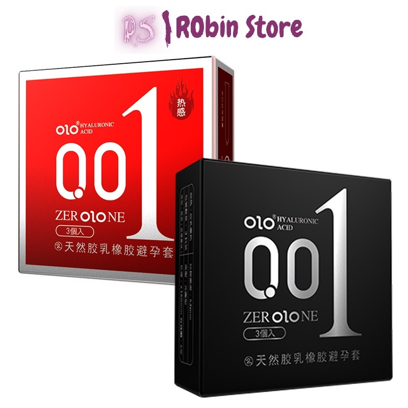 Bao cao su OLO siêu mỏng 0.01mm, kéo dài thời gian đỏ, đen - hộp 3 chiếc - ROBIN STORE