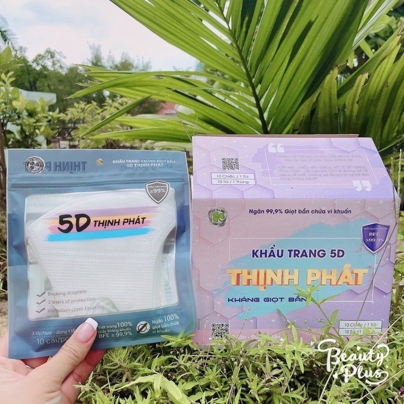 Thùng 100 chiếc ( 10 túi ) khẩu trang 5d Thịnh Phát 3 lớp kháng khuẩn