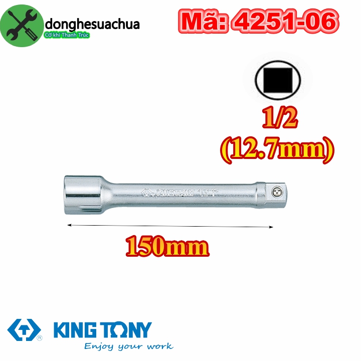 Đầu nối dài 1/2 kingtony 4251-06 dài 150mm đầu vuông 12.7mm