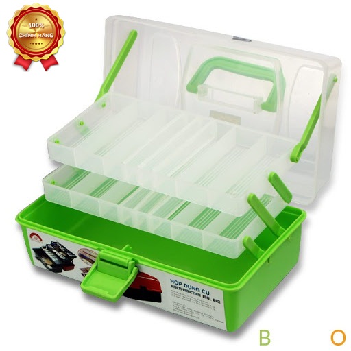 Hộp dụng cụ 2 ngăn đựng đồ nail, mi, trang điểm