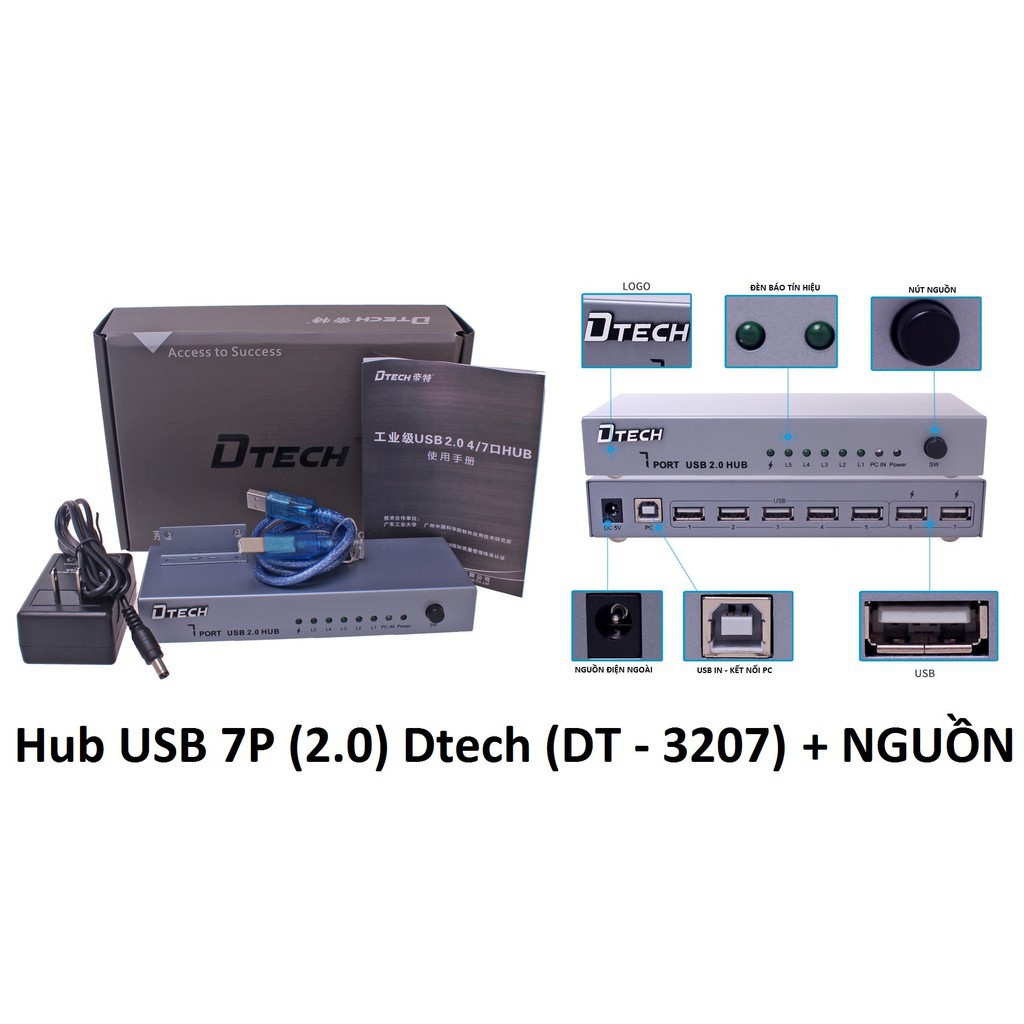 HUB USB 7P 2.0 DTECH DT 3207