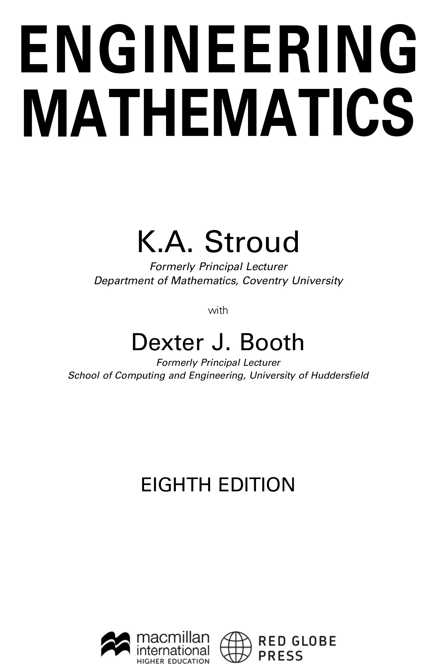 Engineering Mathematics (sách gia công )(Dexter Booth, Ken Stroud)