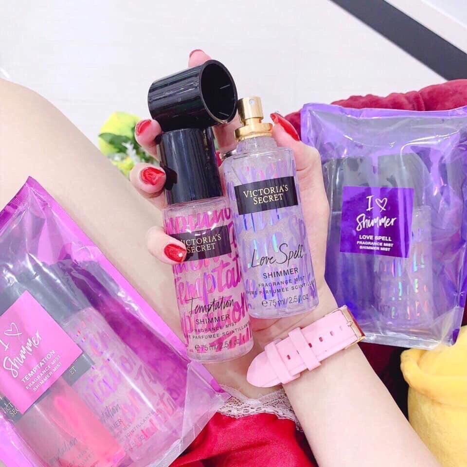 Xịt thơm body combo 2chai Victoria’s Secret I Love Shimmer Gift Set