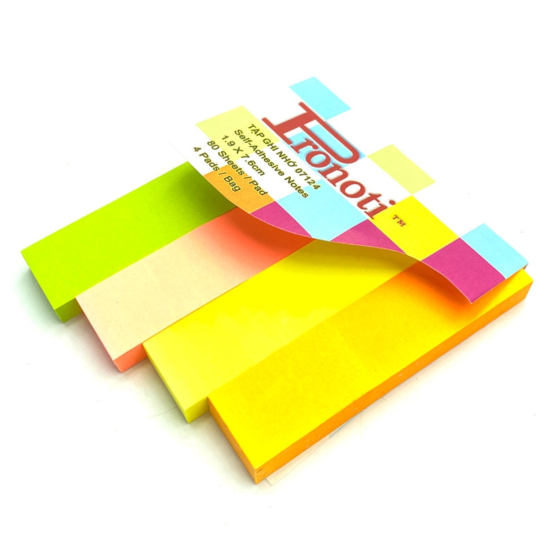 Giấy note dạ quang neon chia 4 màu Pronoti 07124