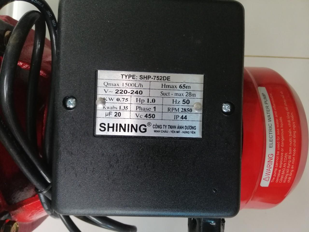 Máy bơm nước đầu lợn Shining SHP-752DE, ĐT: 0948.483.587