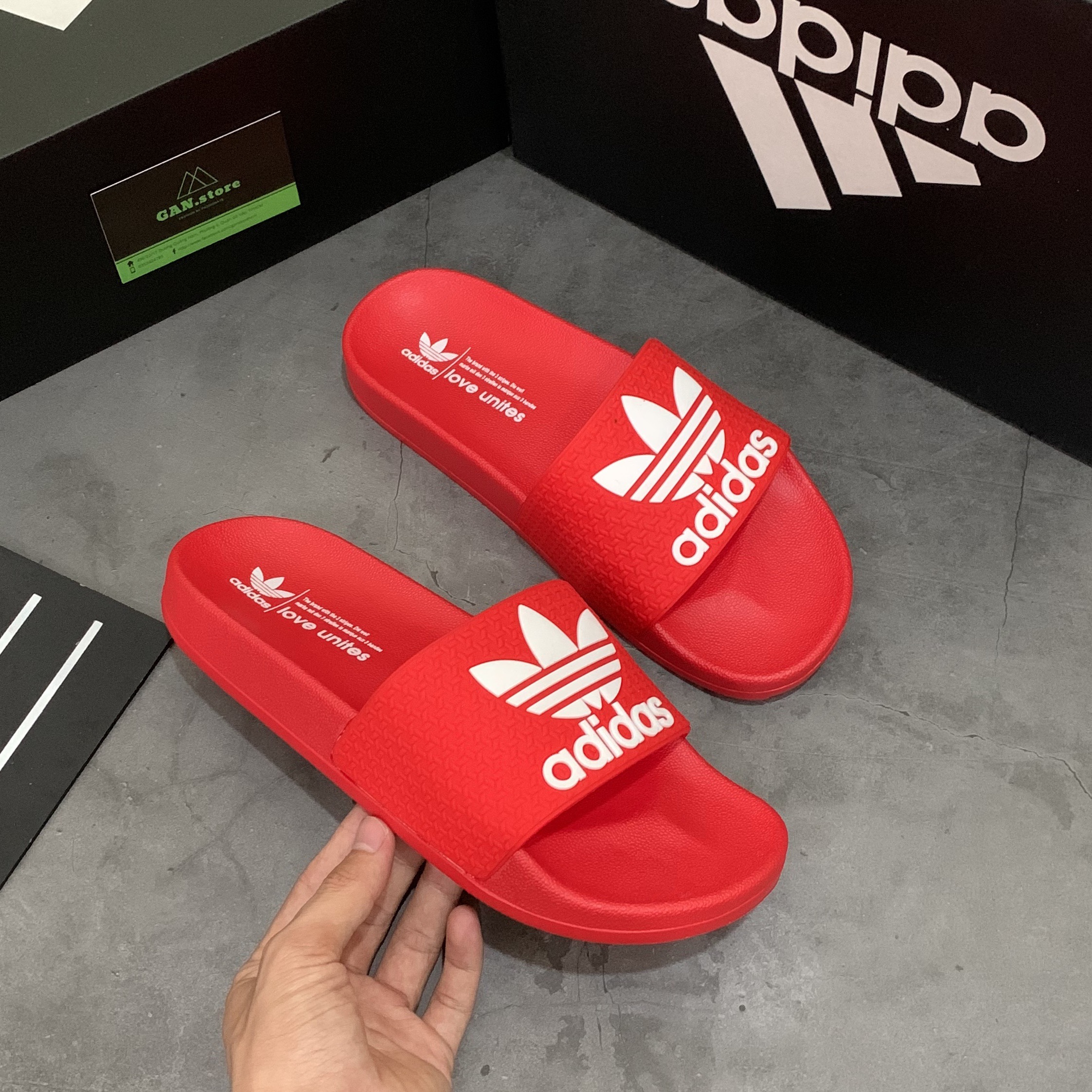 [HCM]DÉP ADIDAS ĐỎ ADILETTE BÁNH MÌ - DÉP FULL BOX HCM