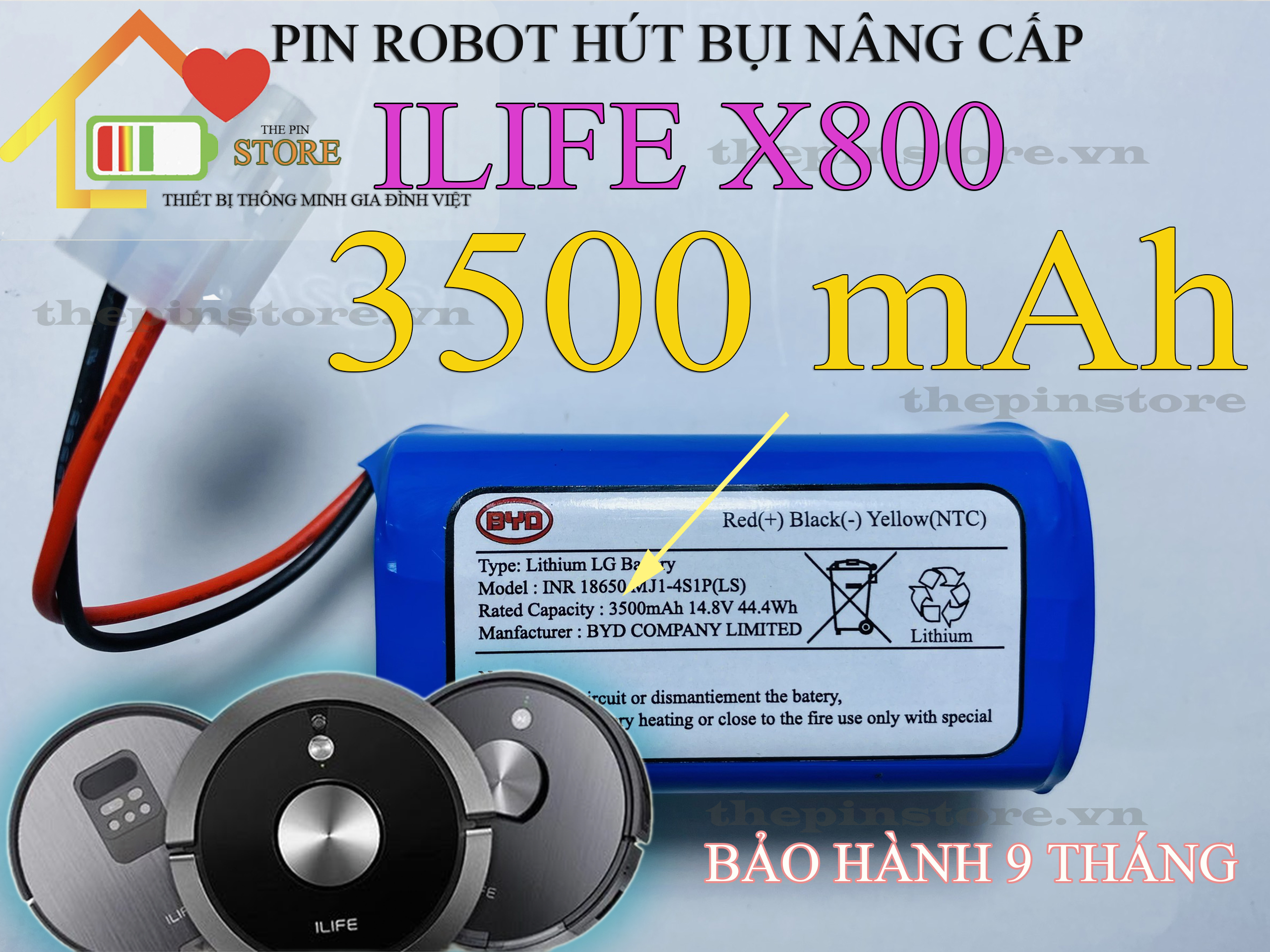 Pin robot hút bụi ilife x800 bảo hành 9 tháng