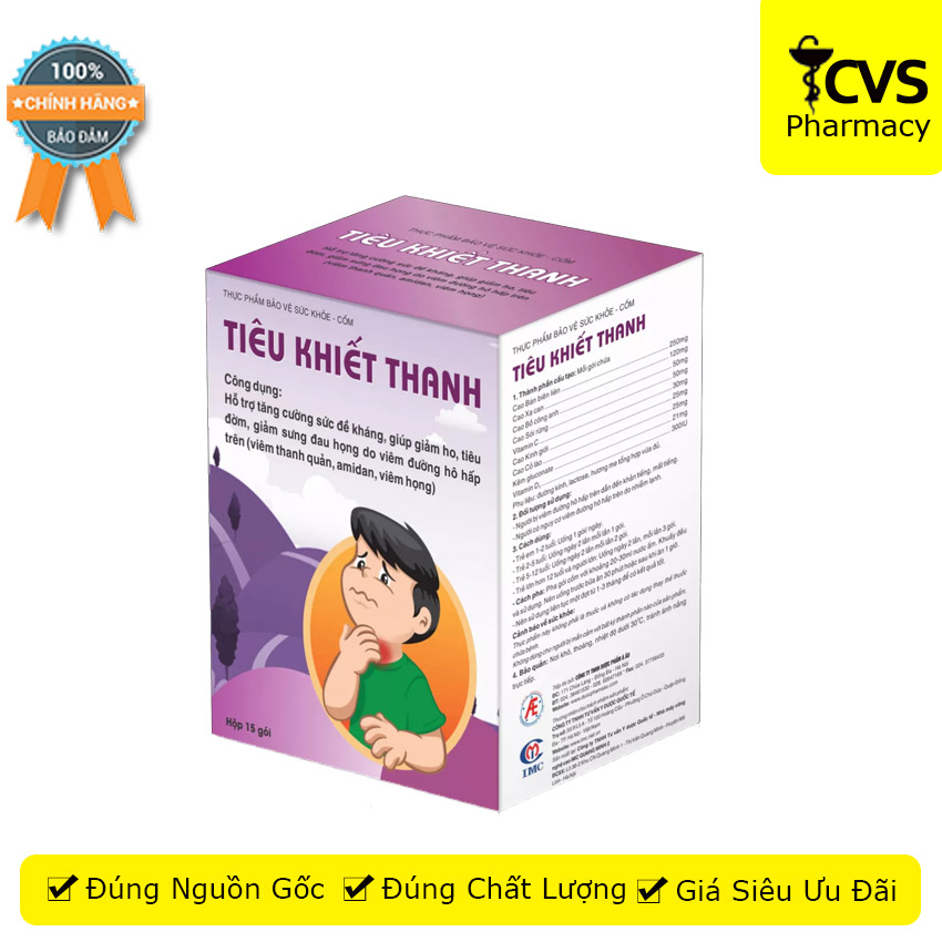 Cốm tiêu khiết thanh - giúp giảm ho tiêu đờm giảm sưng đau họng hộp 15 gói