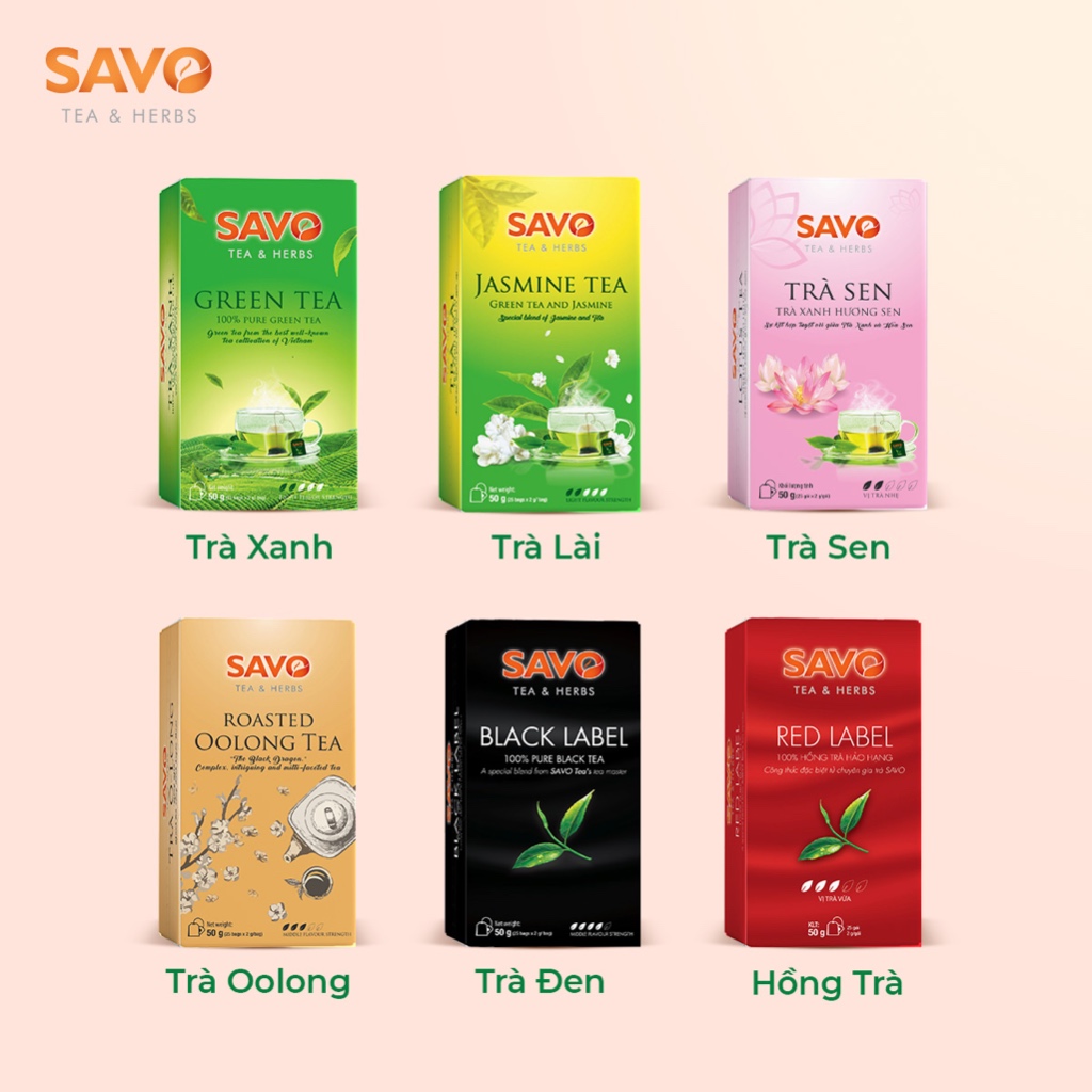 Trà Oolong rang (Roasted Oolong Tea) SAVO - Hộp 25 gói x 2g
