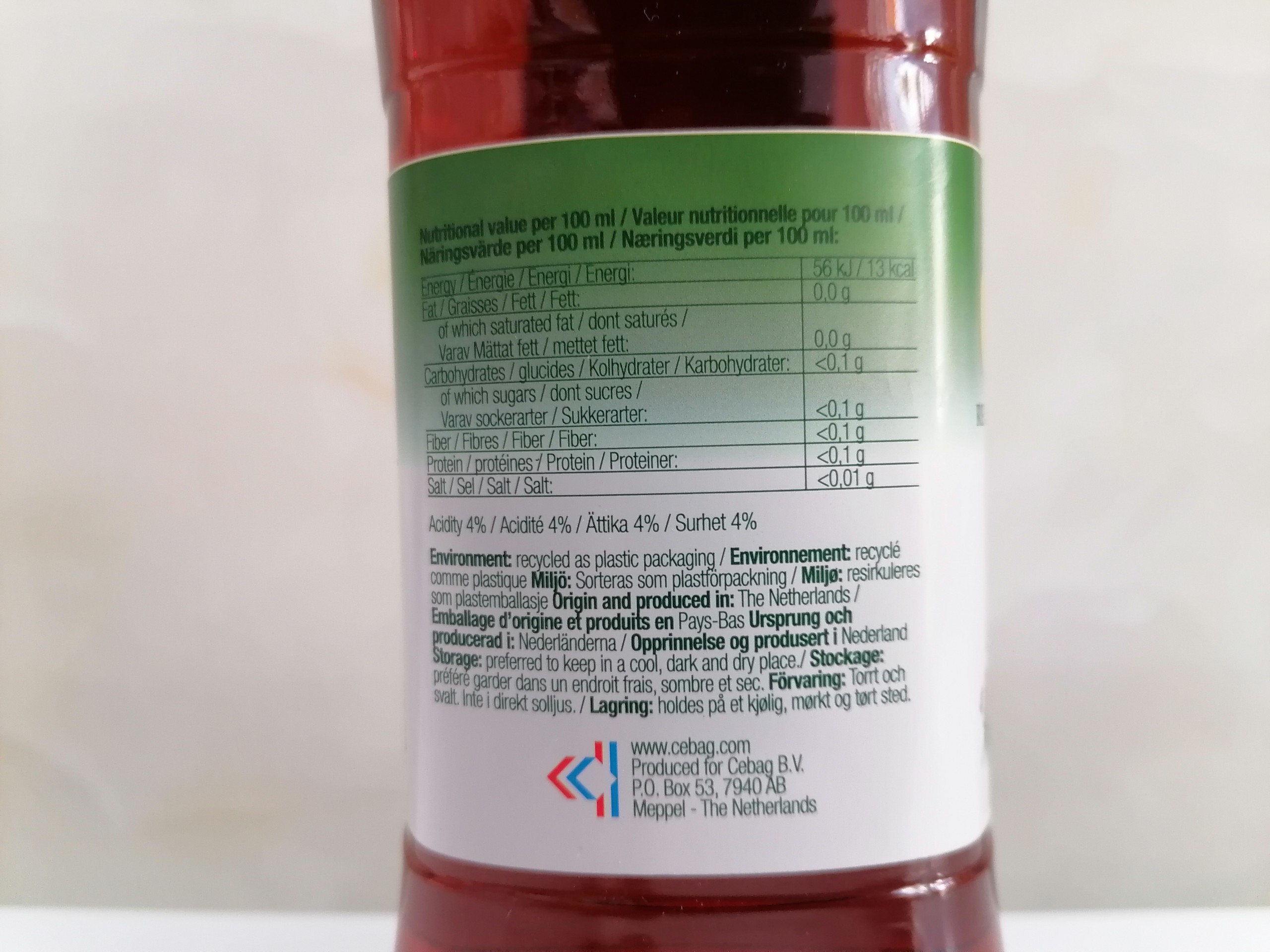 [1 Lít] Giấm ĐỎ [Netherlands] COROLI Red Vinegar (tgc-hk)