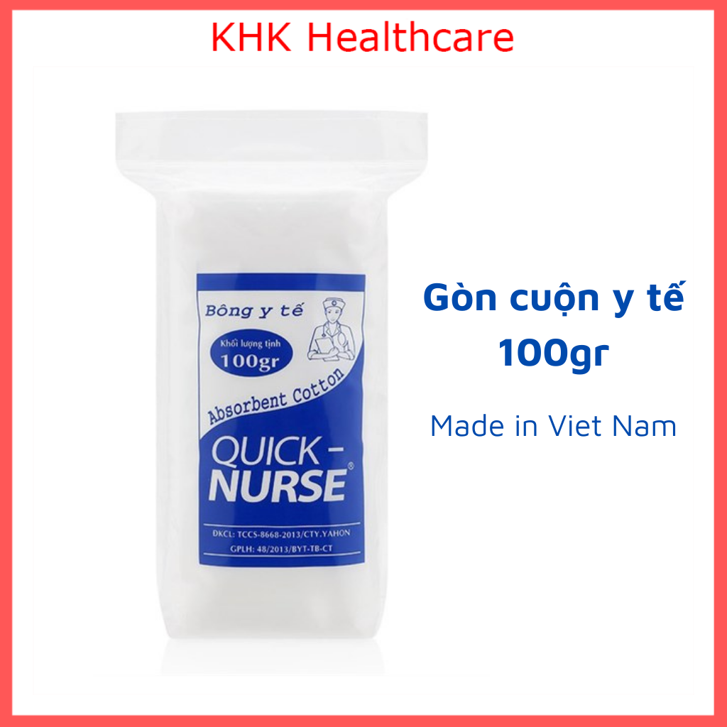 BÔNG GÒN QUICK NURSE 100G - Bông y tế thấm nước sản xuất tại Việt Nam