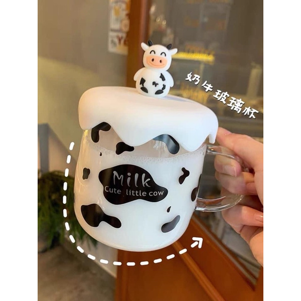 Cốc Ly Bò Sữa Thủy Tinh 450ml Siêu Cute